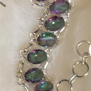 Sliver plated Mystic Topaz Oval Stone Silver Bracelet - Women Jewelry